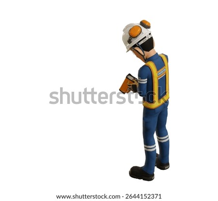 Industrial worker is measuring the temperature with the pyrometer