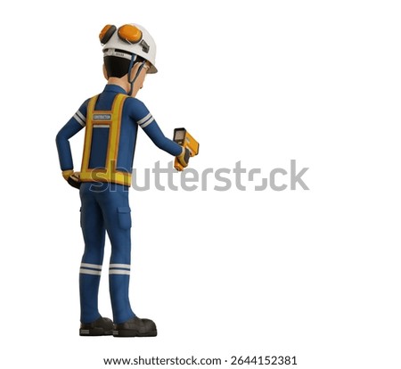 Industrial worker is measuring the temperature with the pyrometer