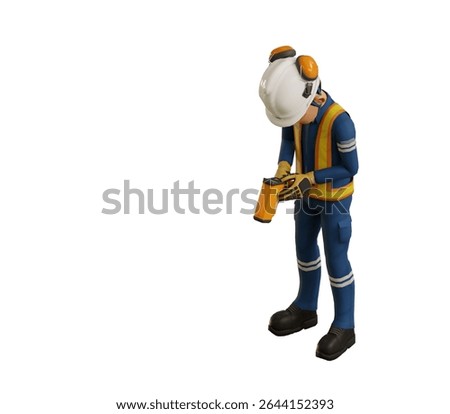 Industrial worker is measuring the temperature with the pyrometer