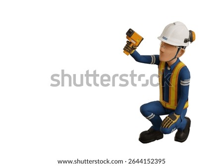 Industrial worker is measuring the temperature with the pyrometer