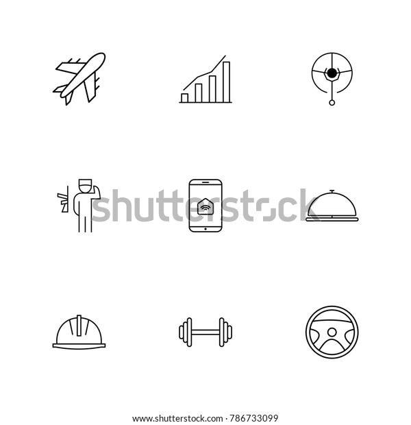 Industry icons set with\
internet of things, car wheel and automotive elements. Set of\
industry icons and infographic concept. Editable  elements for logo\
app UI design.
