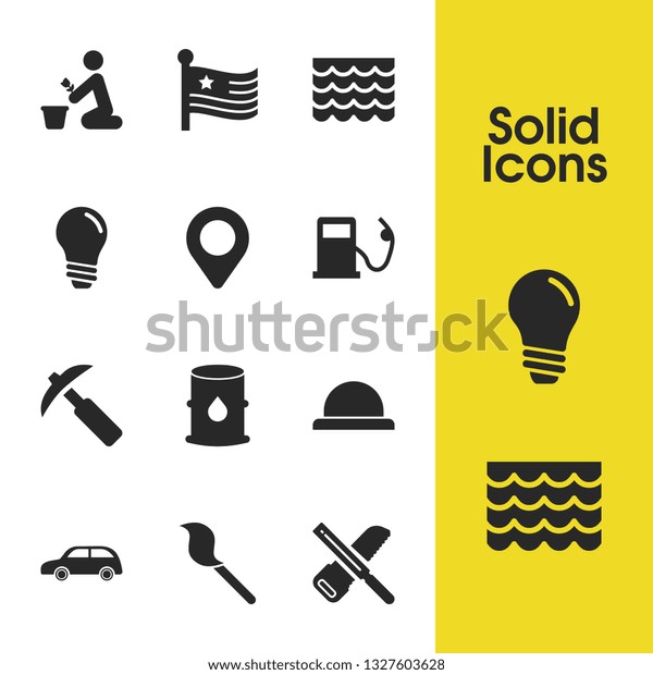 Industry icons set with map, gas and mine\
elements. Set of industry icons and cover concept. Editable \
elements for logo app UI\
design.