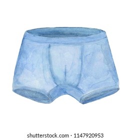 Infant Boxer Shorts Illustration. Watercolor Sketch Baby Clothes Illustration. Pastel Colors 