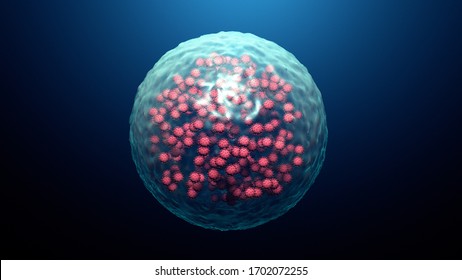 Infected Cell By A Virus, Viral Replication 3d Illustration