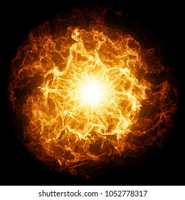 Inferno fireball. Abstract burning sphere with glowing flames.