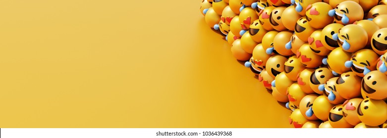 Infinite Emoticons 3d Rendering Background, Social Media And Communications Concept