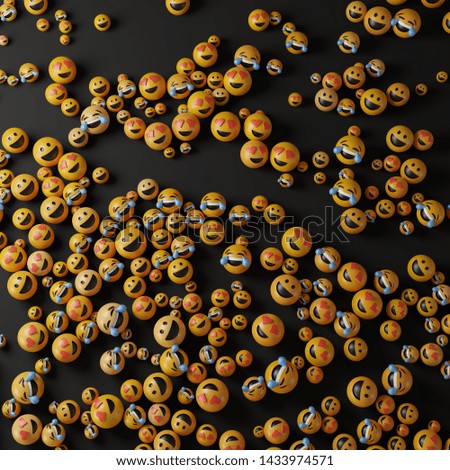 Infinite emoticons 3d rendering background, social media and communications concept