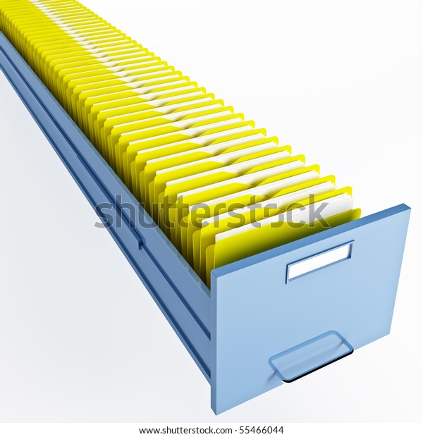 Infinite File Cabinet Yellow File Folder Stock Illustration 55466044