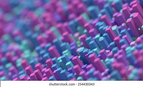 Infinite Three Dimensional Shapes Backgrounds; Multi Colored, Nice Focus Effect.