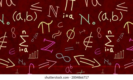Infinitsimal calculus in educational-academic illustration with mathematical and algebraic symbols of set theory, functions and a variety of operations on numbers Series