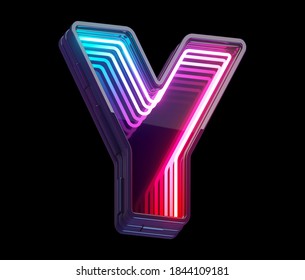 Infinity Light Neon Font. Letter Y. 3d Rendering