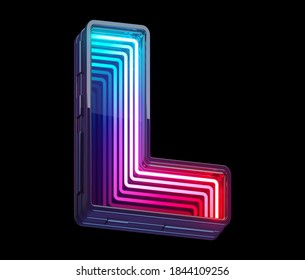 Infinity Light Neon Font. Letter L.  3d Rendering