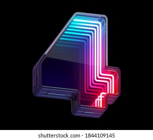 Infinity light neon font. Number 4. 3d rendering