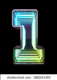 Infinity Neon Font. Minth Light. Number 1. 3d Rendering.