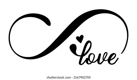 Infinity sign silhouette.Love text inscription.Forever friends.Black heart tattoo stencil romantic symbol.Wedding icon.Family.Marriage.Valentines day.Vinyl wall sticker decal. DIY. Cricut Cut cutting