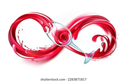 Infinity symbol of continuous stream of red wine pouring into glass wine glass on white background. - Powered by Shutterstock