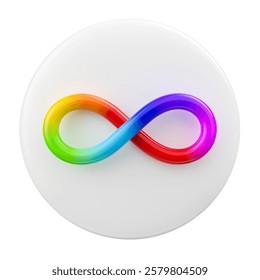 Infinity Symbol with Rainbow Gradient on White Background 3D Render 
 isolated white background. 3d illustration