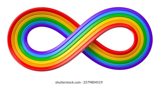 Infinity Symbol with Rainbow Gradient on White Background 3D Render 
 isolated white background. 3d illustration