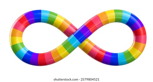 Infinity Symbol with Rainbow Gradient on White Background 3D Render 
 isolated white background. 3d illustration