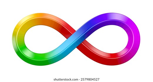 Infinity Symbol with Rainbow Gradient on White Background 3D Render 
 isolated white background. 3d illustration