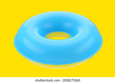 Inflatable Ring For Kids In Swimming Pool No Gravity Mockup Isolated On White Background. 3d Rendered Swim Safety Ring For Aquapark