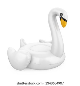 Inflatable Swan Pool Float Isolated. 3D Rendering