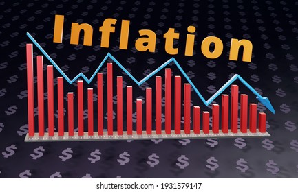 Inflation Goes Down Bar Chart Arrow Stock Illustration 1931579147