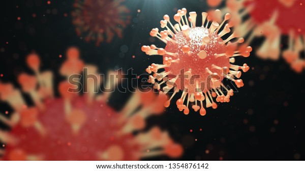 Influenza flu virus. The\
composition of the virus-like appearance under the microscope. 3d\
render.