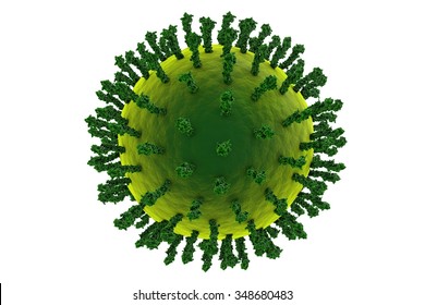 Influenza Virus Isolated On White Background. Virus Which Causes Swine Flu, Avian Flu, Flu And Common Cold