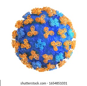 Influenza Virus On A White Background. 3d Illustration