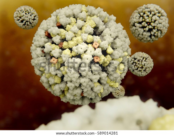 Influenza viruses. 3D rendering.\
The influenza virus\
causes the influenza, commonly known as \