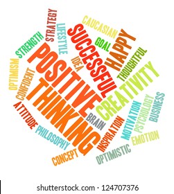 Info Text Graphic Positive Thinking In Word Cloud Isolated In White Background