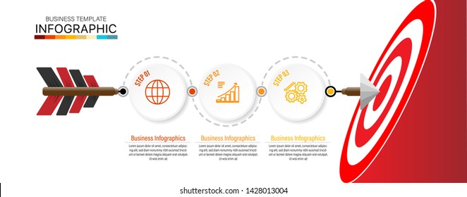 Infographic design target to achieve goals concepts can be used for workflow layout, diagram, number options, web design. Infographic business concept with 3 option, parts, steps or processes.  - Powered by Shutterstock