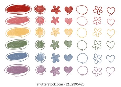 Infographic Drawing Symbol Flower Heart Icon Title Text Box Watercolor Wood Color Colorful Pink Blue Purple Green Red Yellow Orange