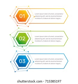 Infographic Hexagon Shape Colorful Numbers From 1 To 3 And Text Columns Illustration