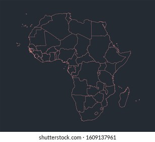 Infographics Africa Map Outline, Flat Design, Color Blue Orange Blank