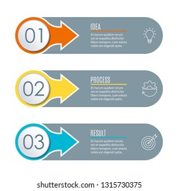 Infographics template with 3 steps, sections, options or levels. Modern business presentation concept.