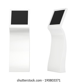 Information Kiosk. Information Terminal. Interactive Kiosk On White Background