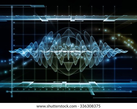 Information Processing series. Arrangement of graph , wave and fractal elements on the subject of science, theoretical physics, technology and education