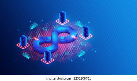 Information Technologies Operations Concept - ITOps and NoOps - Process of Implementing the Technologies Required to Run an IT-based Solution - 3D Illustration