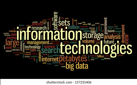 Information Technology Concept In Tag Cloud On Black Background