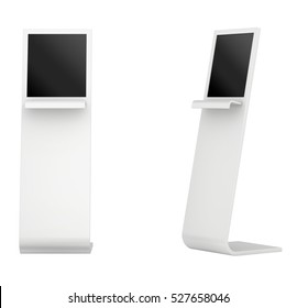 Information terminal. interactive kiosk on white background. 3d rendering.