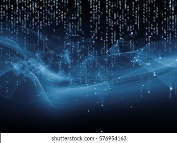 Information Tide series. Arrangement of fractal wave, network structure and numbers on the subject of digital business, science, communications and technology