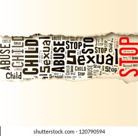 Info-text graphics Stop Sexual Child Abuse composed in tear paper concept in white background