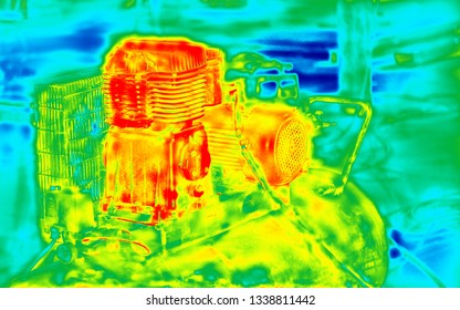 Infrared Image Of Air Compressor. Thermography