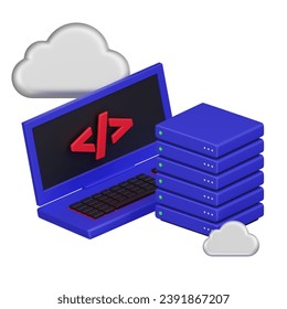 Infrastructure as Code (IaC) 3D icon. Perfect for web, presentations, and tech designs, symbolizing streamlined and efficient infrastructure management.