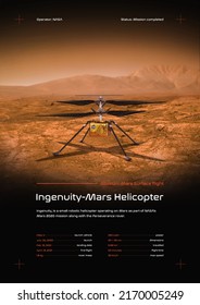 Ingenuity Mars Helicopter 3D Illustration Poster