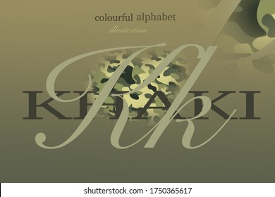 Initial Symbol Khaki Hue Alphabet Guide ilustrações stock 1750365617