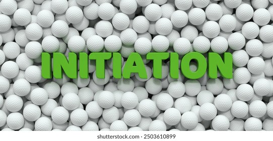 INITIATION text surrounded by golf balls - 3D rendering