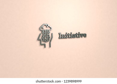 Initiative 3D Illustration, Green Grey Color On Light Background.